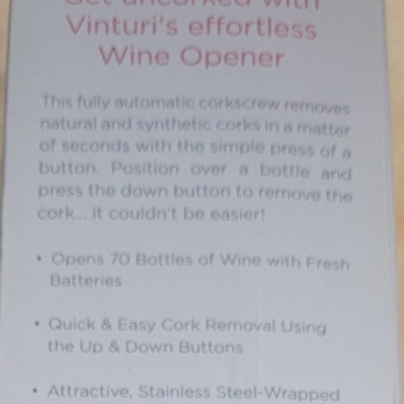 Vinturi Battery Operated Wine Opener NIB - Picture 2 of 6